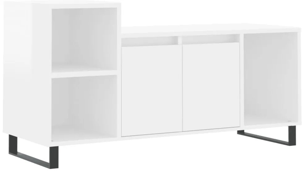 vidaXL Έπιπλο Τηλεόρασης Γυαλ. Λευκό 100x35x55 εκ. Επεξεργασμένο Ξύλο