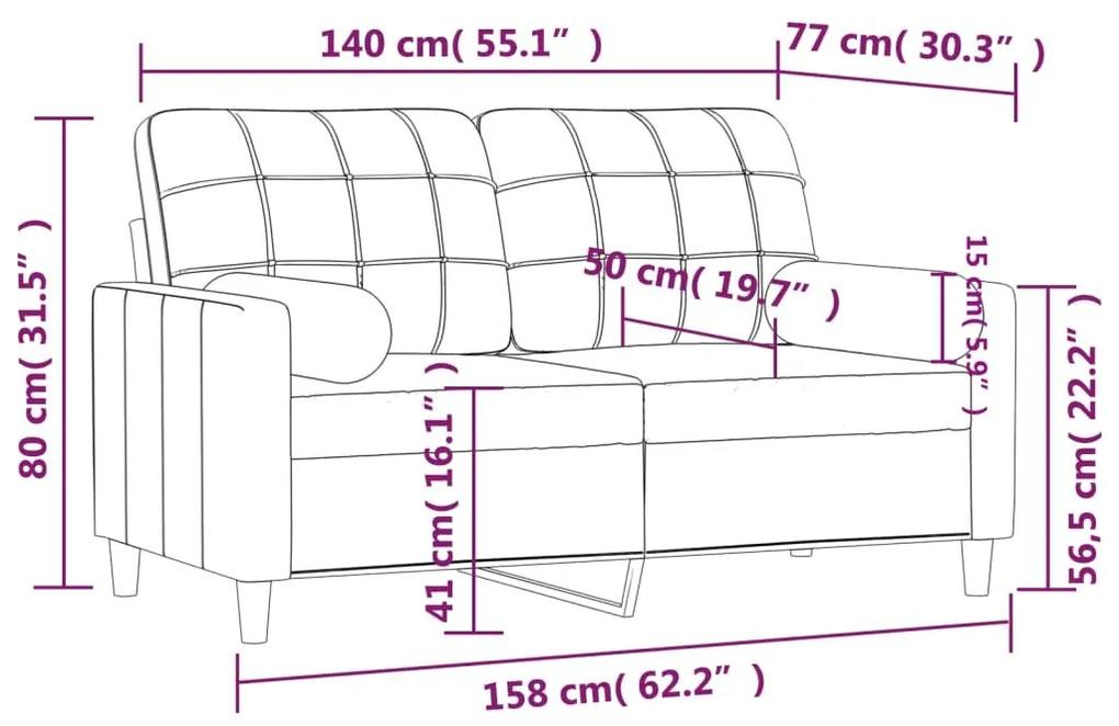 Καναπές Διθέσιος Taupe 140 εκ. Υφασμάτινος Διακ. Μαξιλάρια - Μπεζ-Γκρι