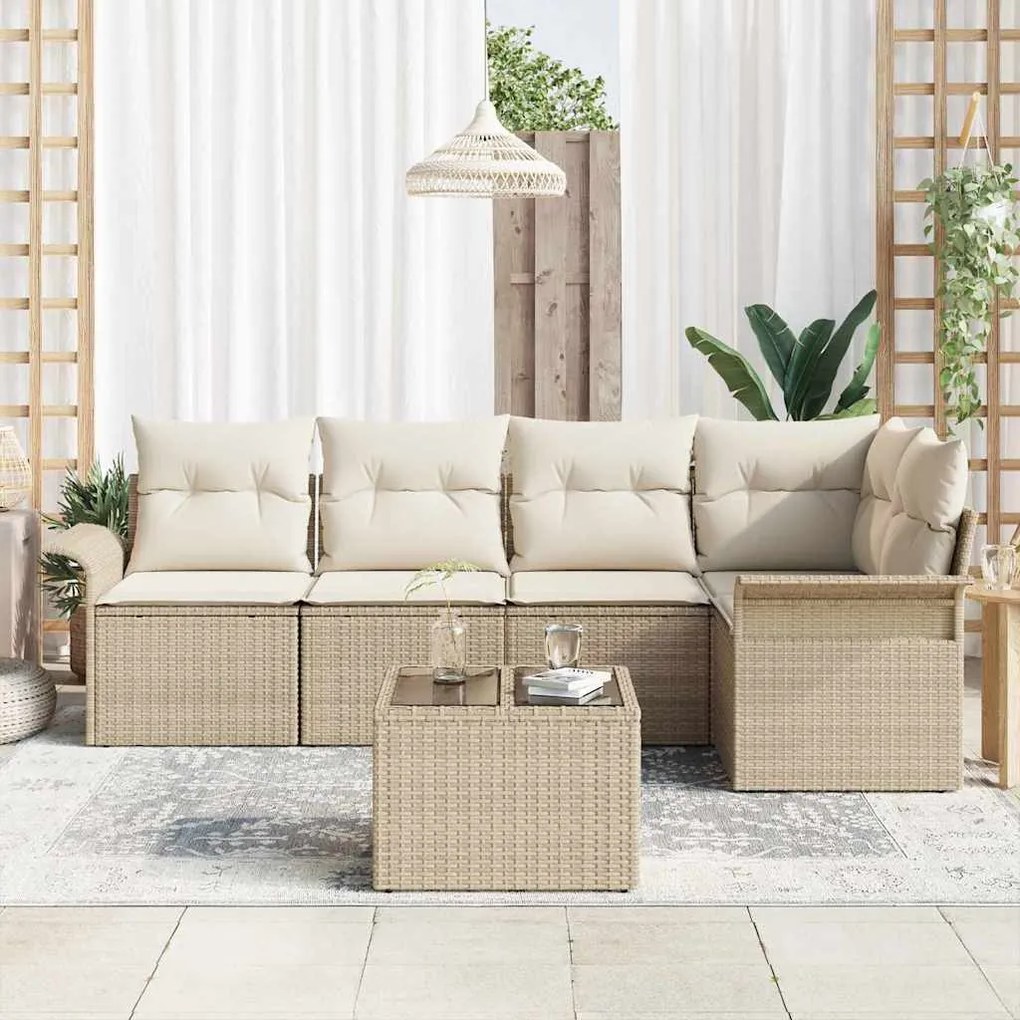 vidaXL Σετ Καναπέ Κήπου 6 pcs 242.5 x 132.5 x 85 εκ. Πολυ ράταν