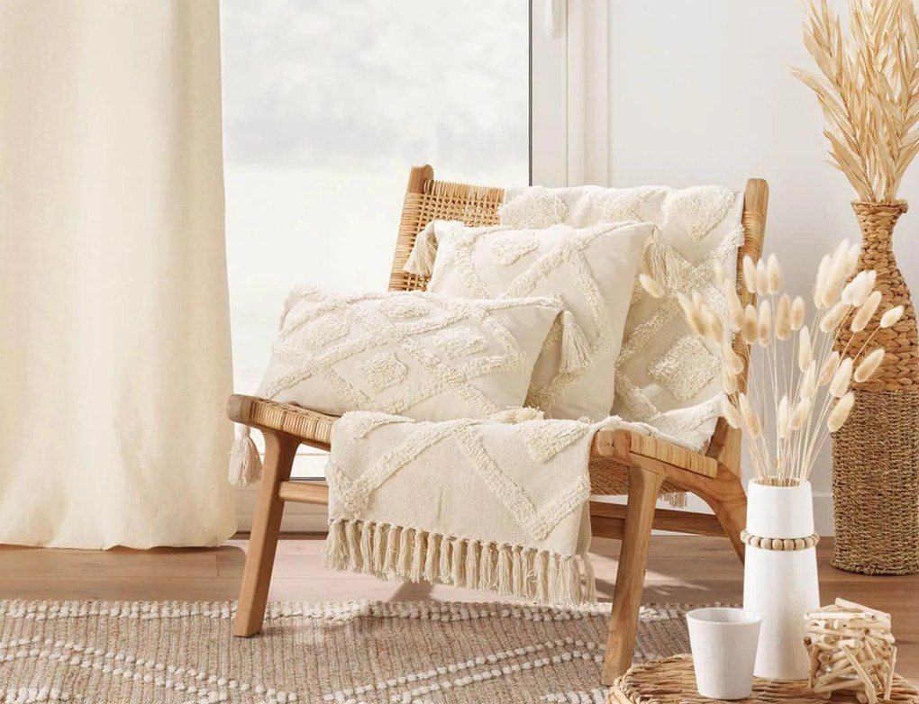 Διακοσμητικό Μαξιλάρι Inca Douceur d'intérieur με ανάγλυφο σχέδιο και διαστάσεις 30x50cm - Natural
