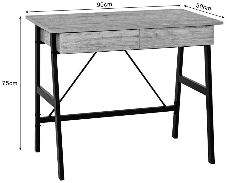 Γραφείο Lione με Συρτάρια σε Oak &amp; Μαύρο Μεταλλικό Πόδι 90x50x75 εκ. 90x50x75 εκ.