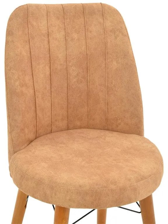 Καρέκλα Nevis I antique καφέ ύφασμα-καρυδί πόδι 4αδα 47x50x91 εκ.