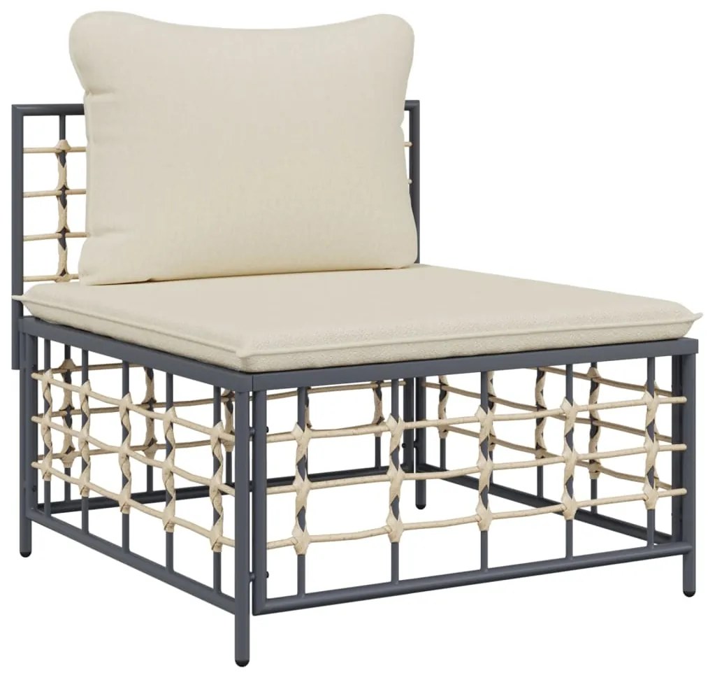 vidaXL Σαλόνι Κήπου Σετ 6 Τεμαχίων Ανθρακί Συνθετικό Ρατάν &amp; Μαξιλάρια