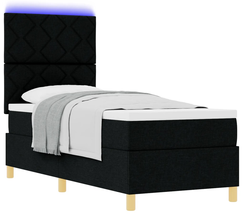 vidaXL Κρεβάτι με Βάση & LED Μαύρο 80x200 εκ. Υφασμάτινο