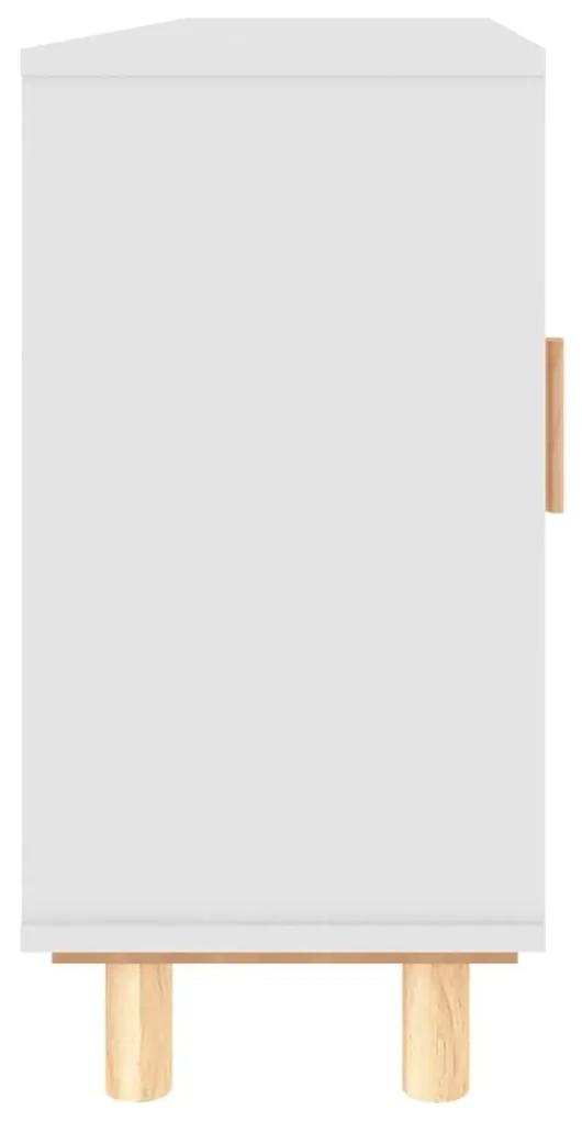 Μπουφές Λευκός 105 x 30 x 60 εκ. Μασίφ Πεύκο &amp; Φυσικό Ρατάν - Λευκό