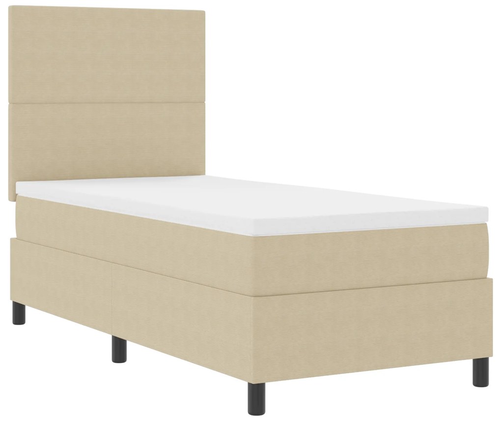 vidaXL Κρεβάτι Box Spring με Στρώμα & LED Φως Πράσινο Γκρι 90x200 εκ Βελούδο