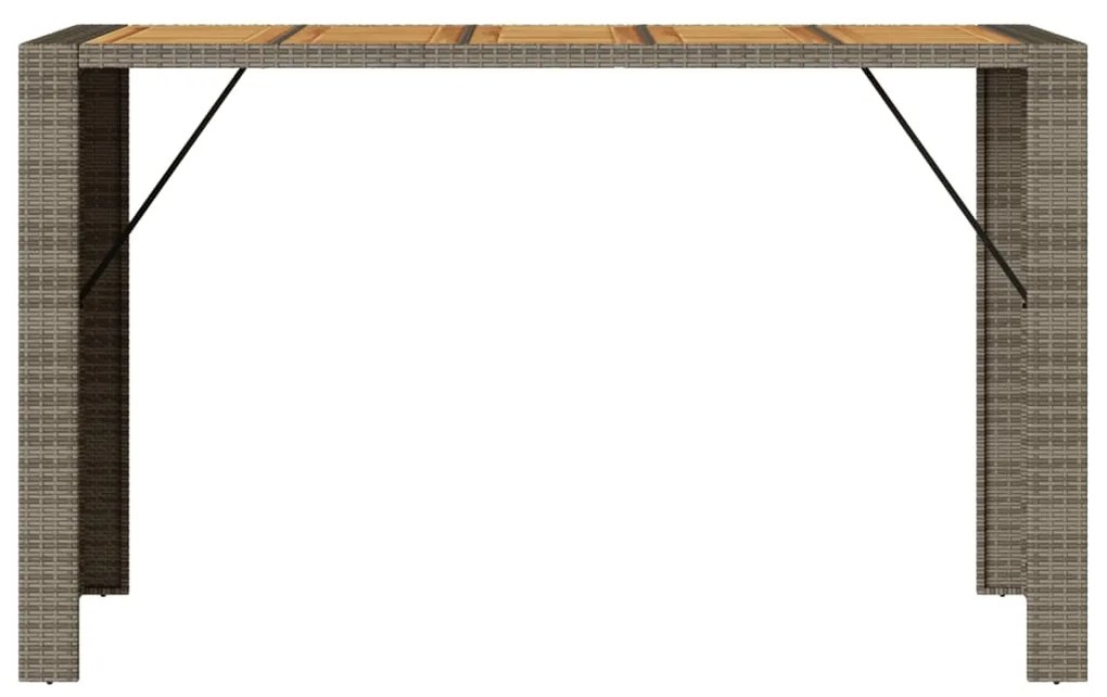 Τραπέζι Μπαρ Κήπου Επιφ. Ακακίας Γκρι 185x80x110εκ. Συνθ. Ρατάν 368701