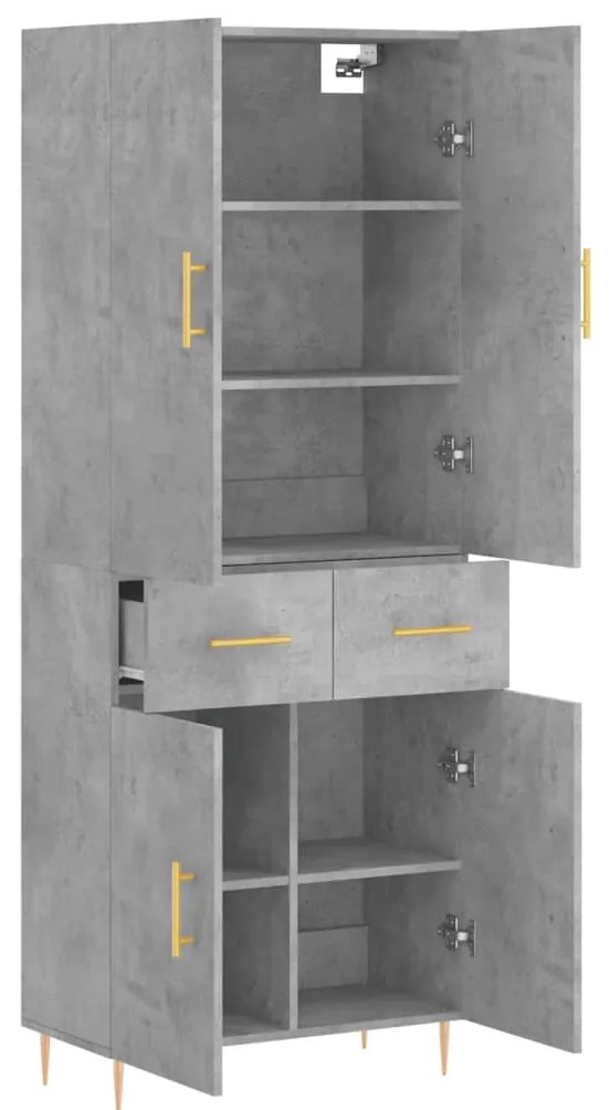 vidaXL Ντουλάπι Γκρι Σκυροδέματος 69,5x34x180 εκ. Επεξεργασμένο Ξύλο