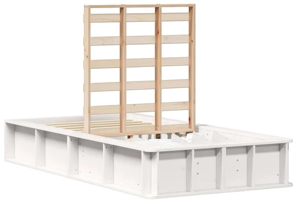 vidaXL Σκελετός Κρεβατιού Λευκό 210 x 118 x 30 εκ Στερεά ξυλεία πεύκου