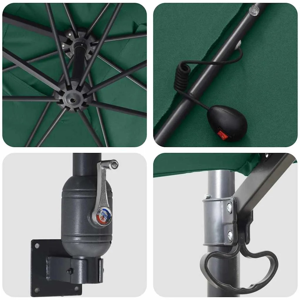 vidaXL Ομπρέλα Κήπου Πράσινο 248.5 x 247.5 x 160 εκ. ύφασμα