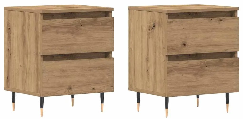 vidaXL Κομοδίνο 2 pcs artisan δρυς 40 x 35 x 50 εκ. Επεξεργασμένο ξύλο