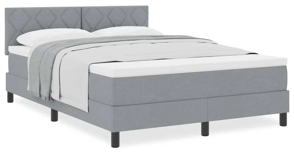 vidaXL Κρεβάτι box spring με στρώμα Ανοιχτό γκρι 140 x 200 cm ύφασμα