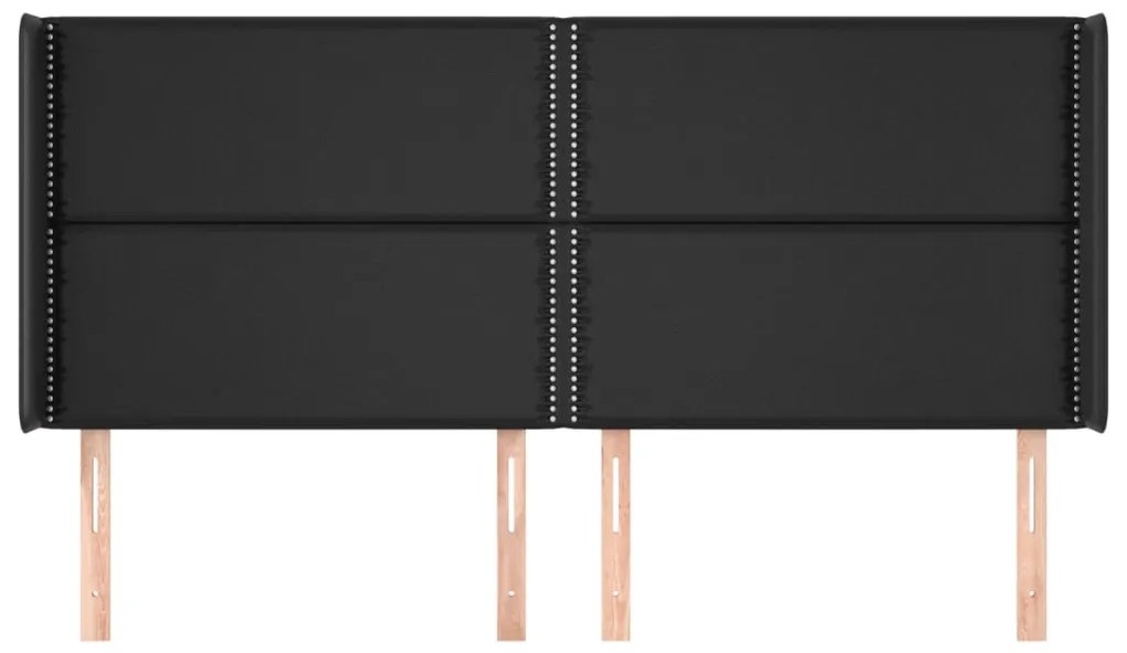 Κεφαλάρι με Πτερύγια Μαύρο 183x16x118/128 εκ. Συνθ. Δέρμα 3119542