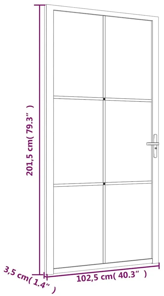 vidaXL Εσωτερική Πόρτα 102,5x201,5 εκ. Μαύρο Ματ Γυαλί και Αλουμίνιο