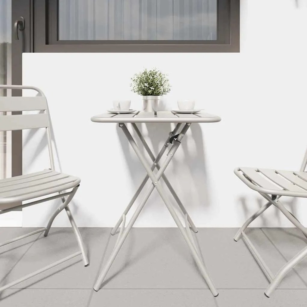 vidaXL Αναδιπλούμενο Τραπέζι Κήπου Μπεζ 55x55x73 cm από Ατσάλι