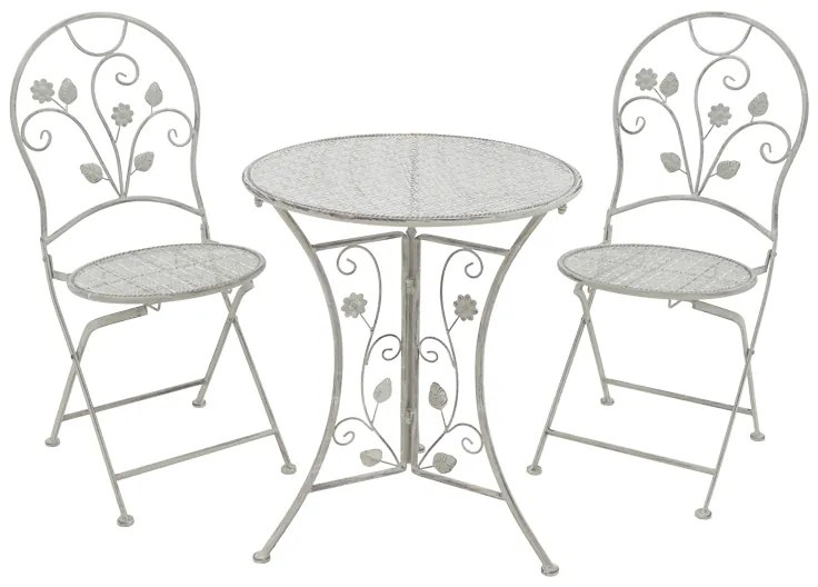 Τραπεζαρία Abriel pakoworld σετ 3τεμ μέταλλο σε αντικέ γκρι απόχρωση