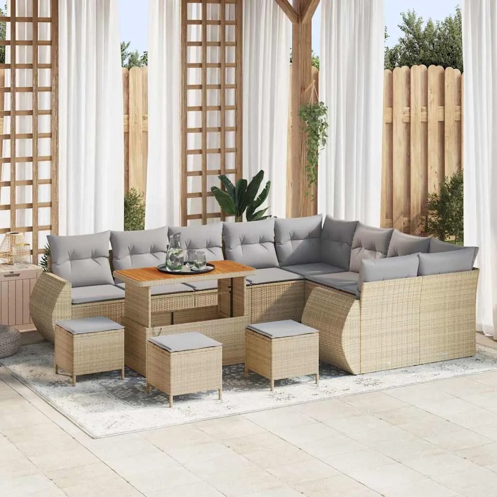 vidaXL Σετ Καναπέ Κήπου 13 pcs Μπεζ συνθετικό ρατάν