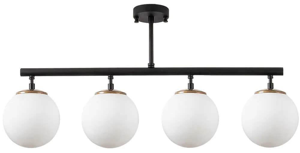 Φωτιστικό Οροφής - Πλαφονιέρα Fazli 942FLG1194 70x15x35cm 4xE14 40W Black-White Opviq