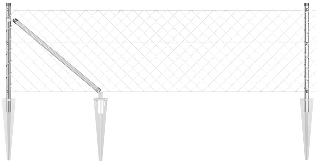 vidaXL Πλέγμα περίφραξης με 13 βάσεις 0.8x25 μ από γαλβανισμένο ατσάλι
