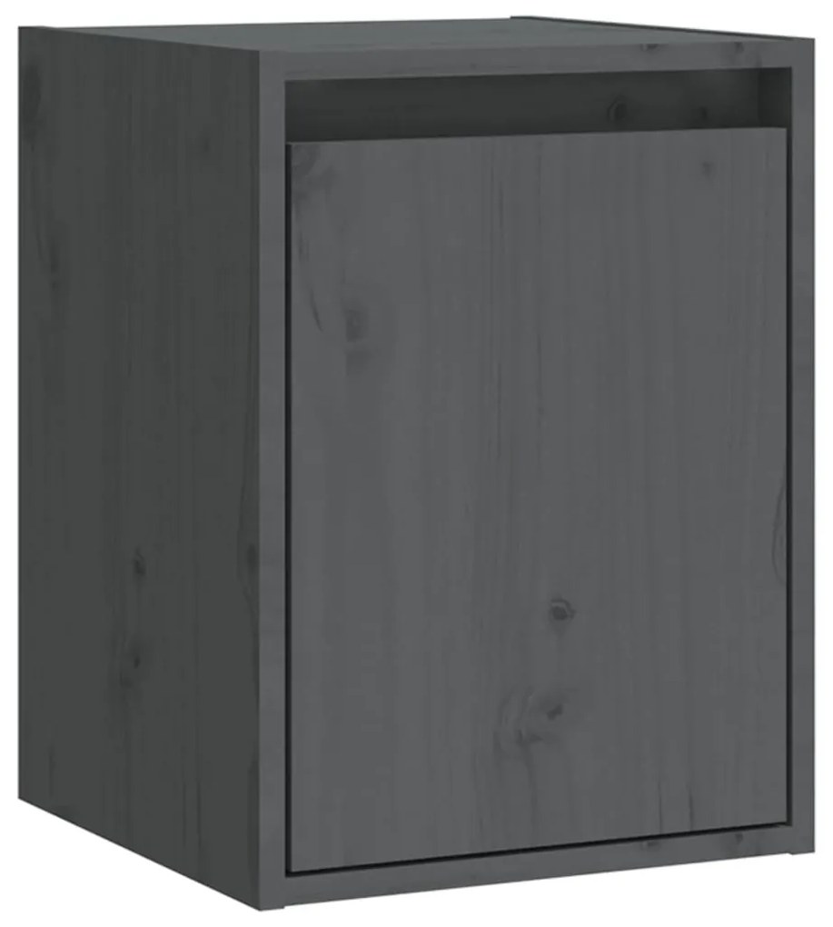 vidaXL Ντουλάπια Τοίχου 2 τεμ. Γκρι 30x30x40 εκ. Μασίφ Ξύλο Πεύκου