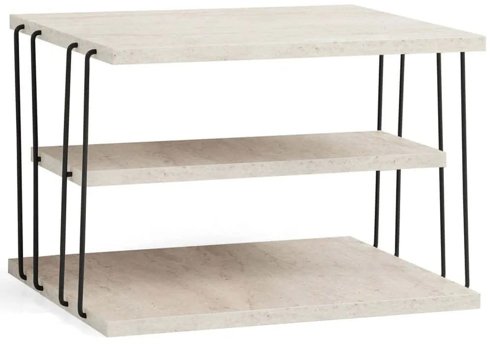 Τραπεζάκι Βοηθητικό Lifon 854KLN4762 50x40x33cm Travertine Beige-Black