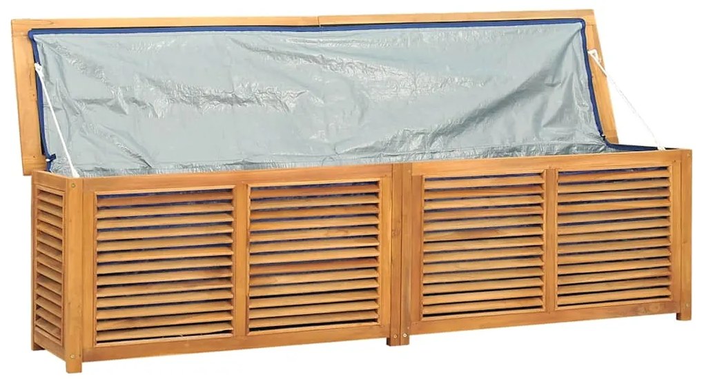 vidaXL Μπαούλο Αποθήκευσης Κήπου με Τσάντα 200x50x55εκ Μασίφ Ξύλο Teak
