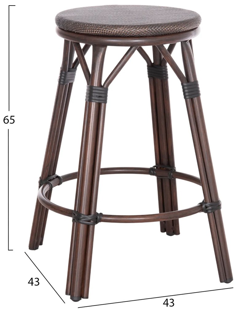 ΣΚΑΜΠΟ ΑΛΟΥΜΙΝΙΟΥ ΜΕΣ.ΥΨΟΥΣ CHINO HM6286.01 BAMBOO LOOK & TEXTILENE ΚΑΦΕ 43x43x65Υεκ (1 Τεμμάχια)