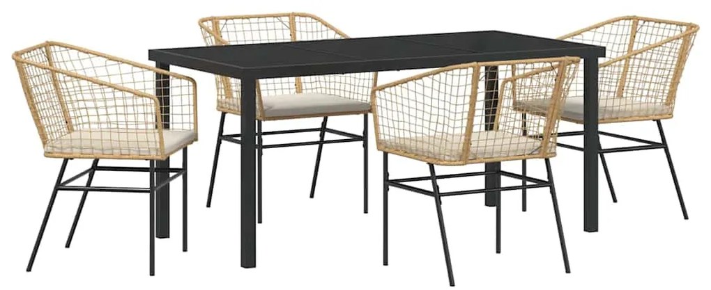 vidaXL Σέτ φαγητού για κήπο 5 pcs Καφέ συνθετικό ρατάν