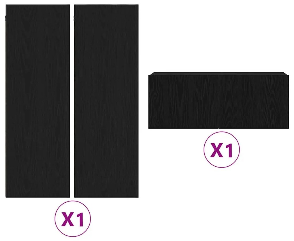 vidaXL Σετ Ντουλαπιών Τηλεόρασης  4 τεμαχίων Μαύρη Δρυς Επεξεργασμένο Ξύλο