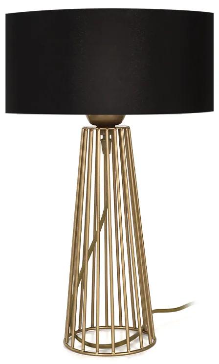 Φωτιστικό επιτραπέζιο Filip Megapap E27 μεταλλικό - υφασμάτινο χρώμα χρυσό - μαύρο 25x25x45εκ. - 0216726