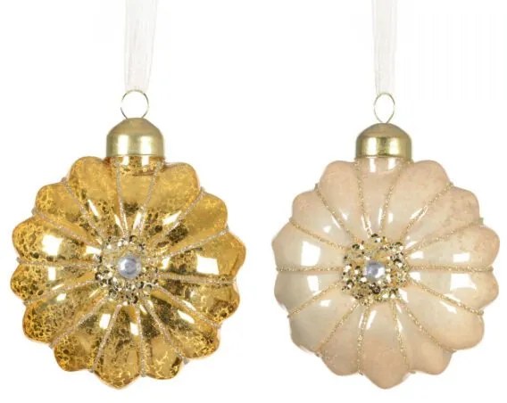Beauty Home Γυάλινο Στολίδι Λουλούδι 8cm  ΧΡΥΣΟ