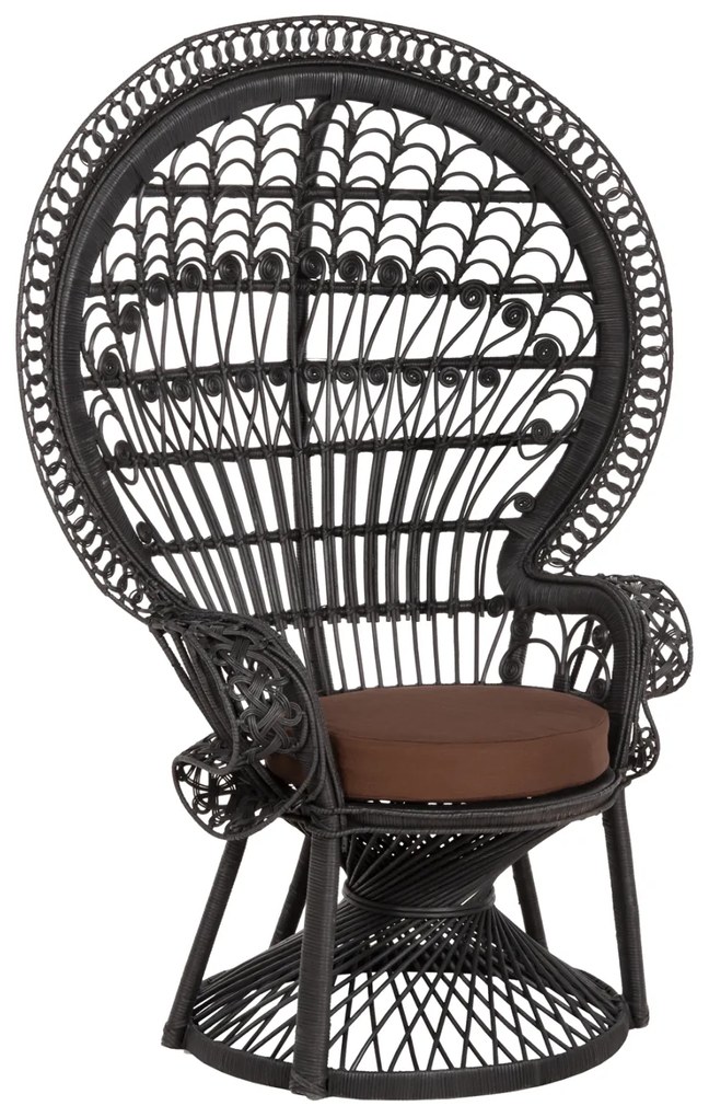 ΠΟΛΥΘΡΟΝΑ ROYAL PEACOCK HM9342.03 RATTAN ΜΑΥΡΟ-ΜΑΞΙΛΑΡΙ ΜΑΥΡΟ 114x72x150Yεκ.