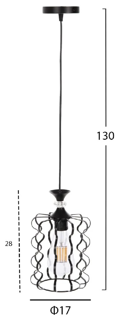ΦΩΤΙΣΤΙΚΟ ΟΡΟΦΗΣ ΚΡΕΜΑΣΤΟ HM4088 ΜΑΥΡΟ ΜΕΤΑΛΛΙΚΟ ΚΑΠΕΛΟ Φ17x130Υεκ.