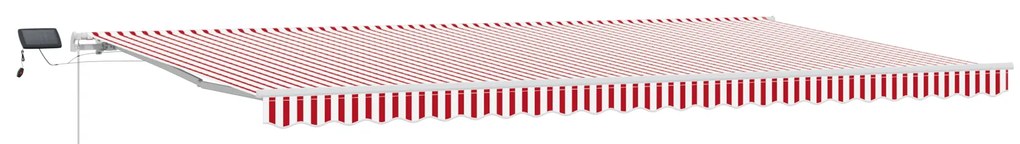 vidaXL Χειροκίνητη Ανασυρόμενη Τέντα με LED Κόκκινη και Λευκή Ριγέ 600x350 cm