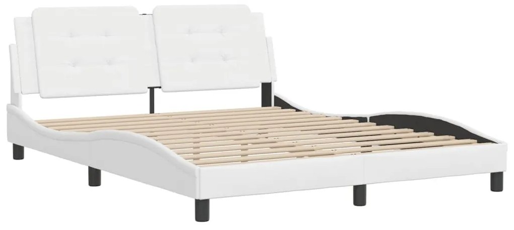 Πλαίσιο Κρεβατιού με Κεφαλάρι Λευκό 160x200 εκ. Συνθετικό Δέρμα - Λευκό