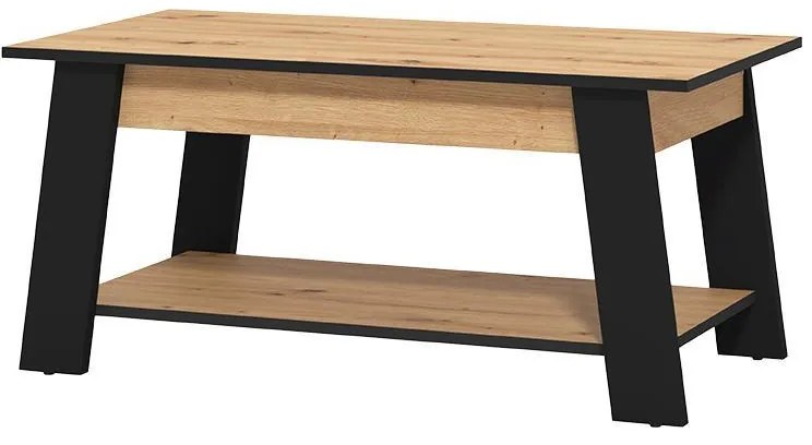 Τραπεζάκι Σαλονιού Piave Artisan Oak - Μαύρο Μάτ 101x55x47 εκ.