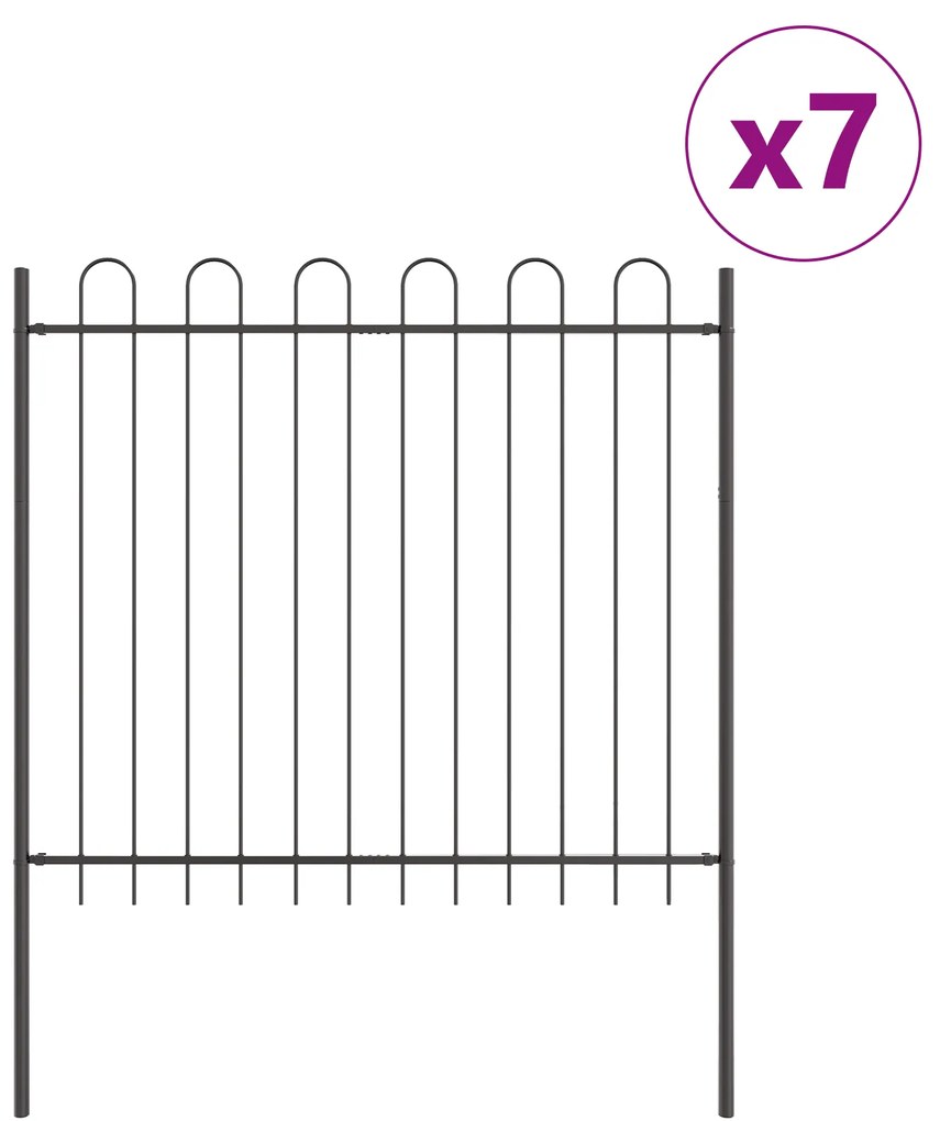 vidaXL Φράχτης Κήπου με Καμπύλη Γκρι 11.9x1.5 μ Χάλυβας
