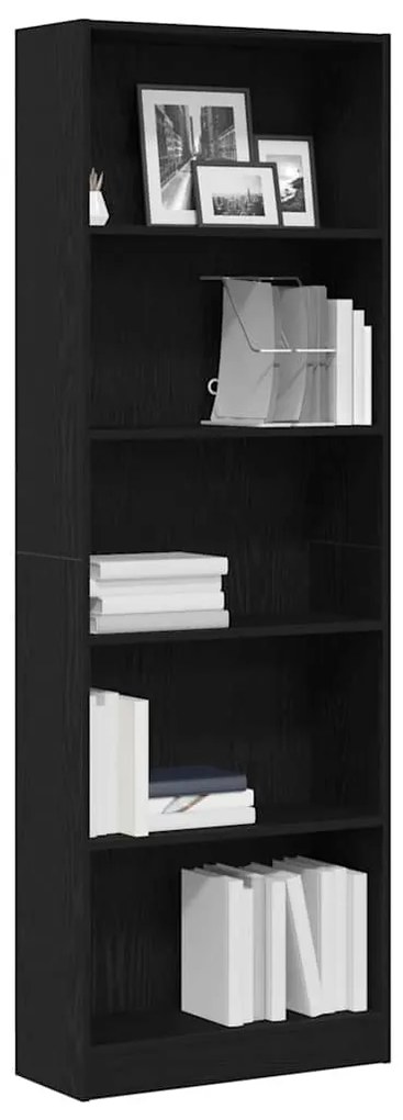 vidaXL Βιβλιοθήκη Μαύρη δρυς 60 x 24 x 176 εκ Επεξεργασμένο ξύλο