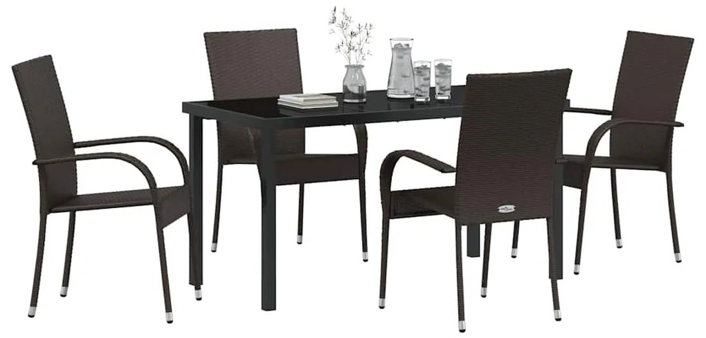 vidaXL Σέτ φαγητού για κήπο 5 pcs Καφέ Χάλυβας με επίστρωση πούδρας