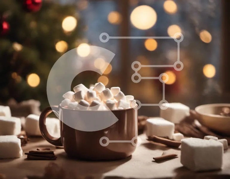 Intra Συλλεκτικό Ξύλινο Παζλ Plywood  4mm - Ζεστό κακάο με Marshmallows και ξυλάκια κανέλας Σε Ξύλινο Κουτί - Διαστάσεις: 10x10 cm – 25 κομμάτια