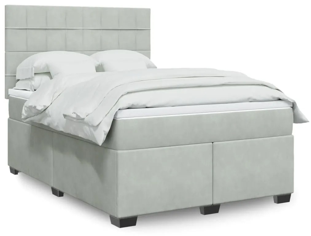 ΚΡΕΒΑΤΙ BOXSPRING ΜΕ ΣΤΡΩΜΑ ΑΝΟΙΧΤΟ ΓΚΡΙ 140X190 ΕΚ. ΒΕΛΟΥΔΙΝΟ 3293206