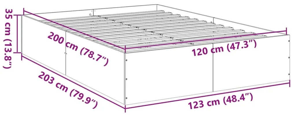 Πλαίσιο Κρεβατιού Sonoma Δρυς 120x200 εκ. Επεξεργασμένο Ξύλο - Καφέ