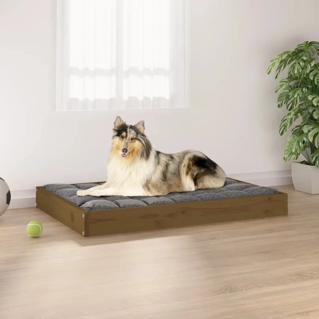 Κρεβάτι Σκύλου Μελί 91,5 x 64 x 9 εκ. από Μασίφ Ξύλο Πεύκου - Καφέ