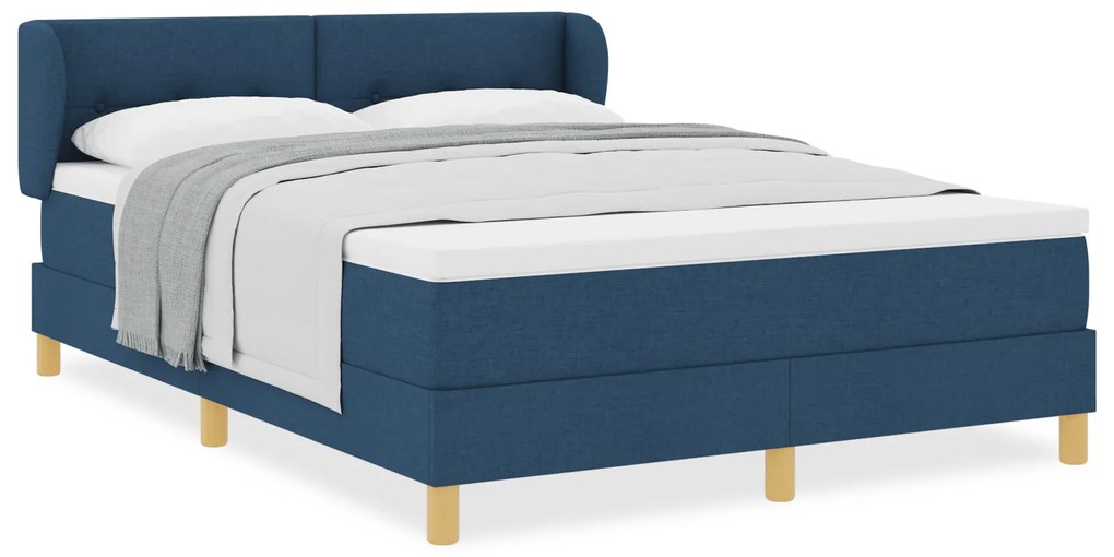 vidaXL Κρεβάτι Box Spring  με Στρώμα Μπλε 160x200 εκ Υφάσματος