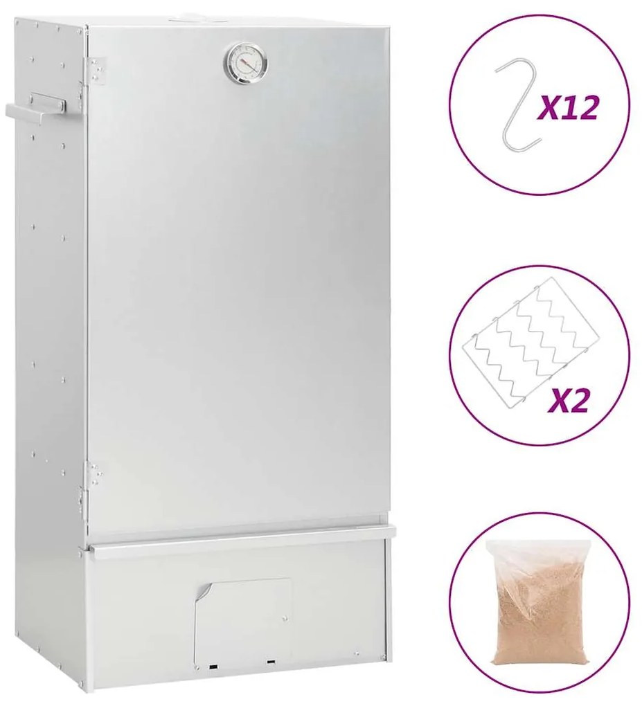 vidaXL Φούρνος Μπάρμπεκιου με Πριονίδι 44,5x29x83 εκ. Γαλβαν. Ατσάλι