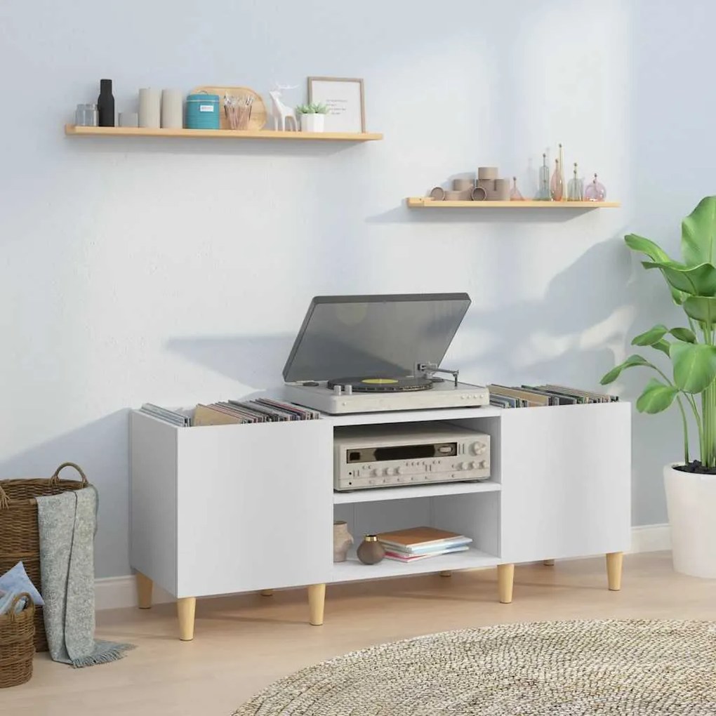 vidaXL Ντουλάπι Δίσκων Λευκό 121x38x48 εκ. από Τεχνητό Ξύλο