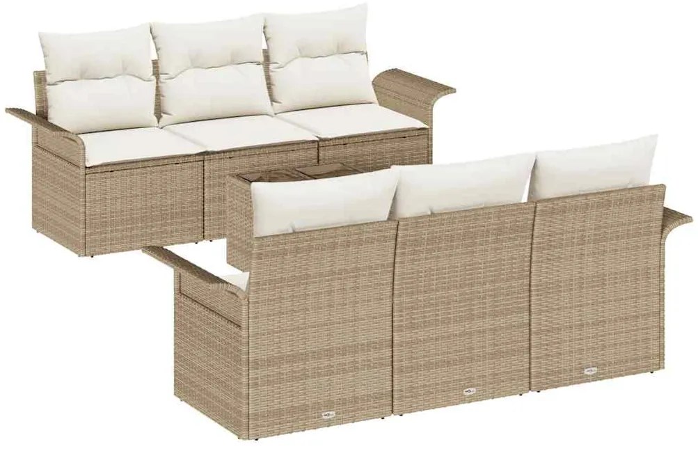 vidaXL Σετ Καναπέ Κήπου με μαξιλάρι 7 pcs Μπεζ, Κρέμα 55 x 55 x 37 εκ