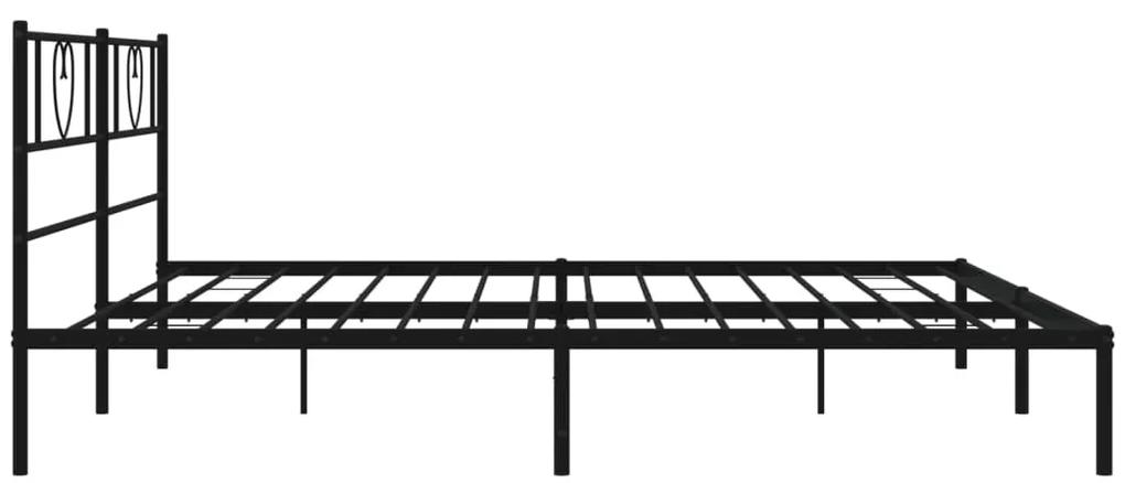 vidaXL Πλαίσιο Κρεβατιού με Κεφαλάρι Μαύρο 200 x 200 εκ. Μεταλλικό
