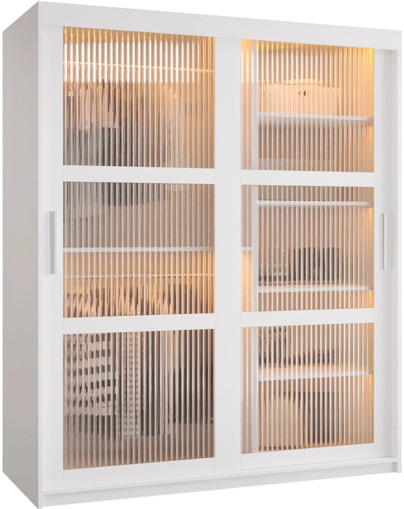 Ντουλάπα Flutes 150 Συρόμενη-Λευκό