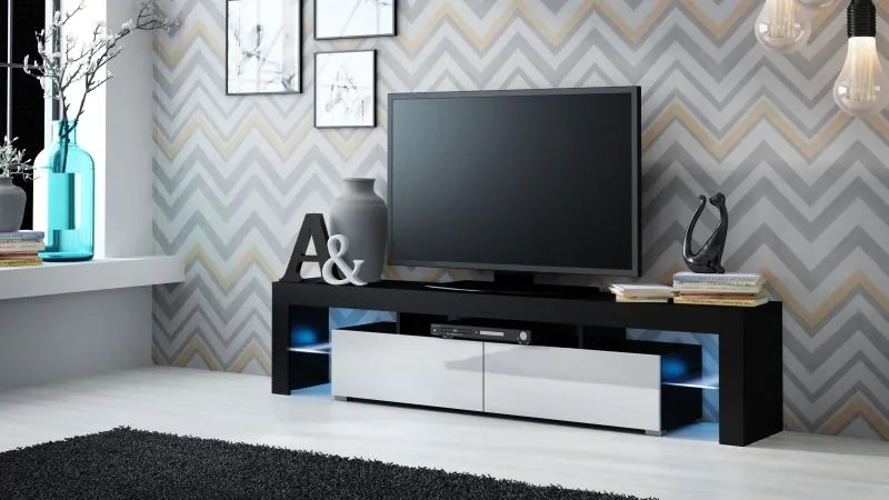 TV stand SOLO black mat/white gloss DIOMMI CAMA-SOLO-RTV-CZARNY MAT/ BIAŁY POŁ DIOMMI-60-20026